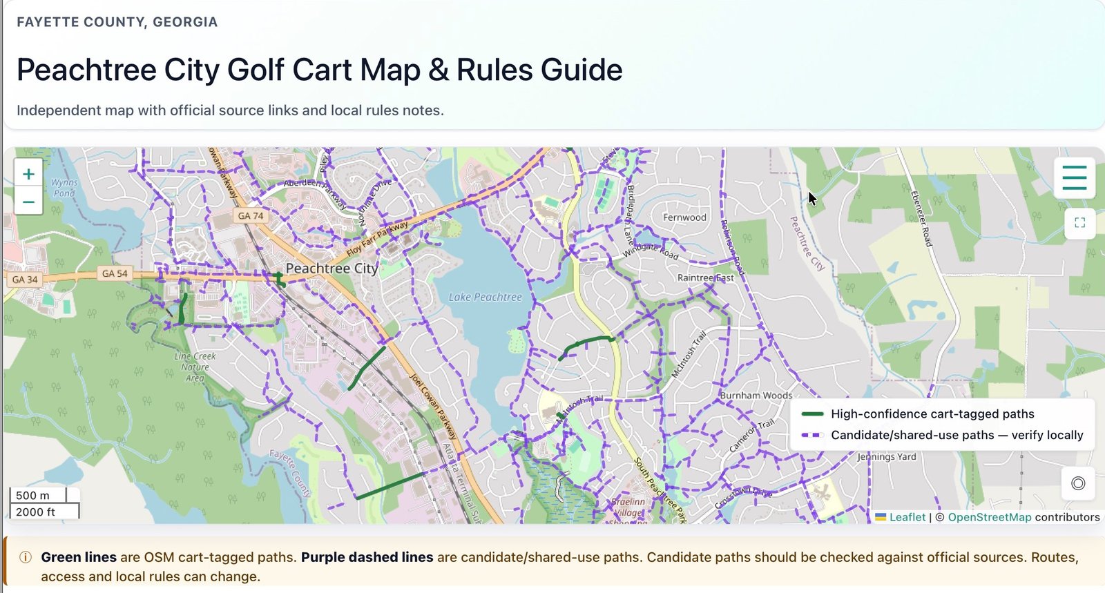 Peachtree golf cart map